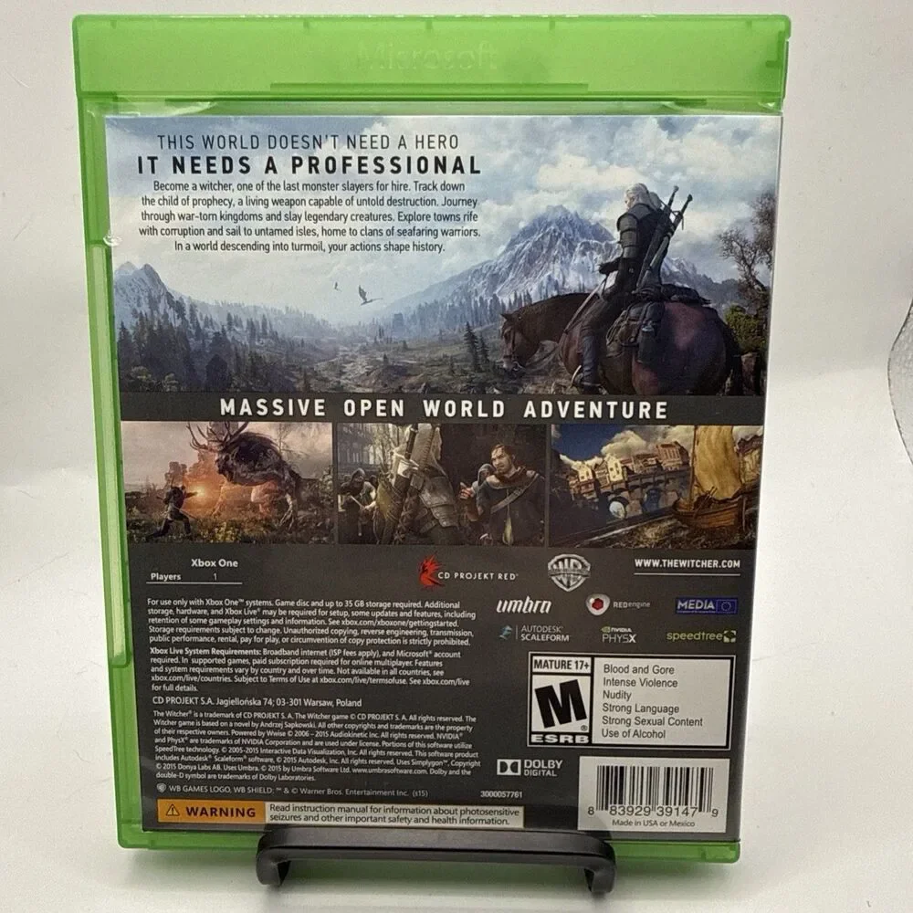 The Witcher 3 Wild Hunt Microsoft Xbox One TESTED With Slipcover